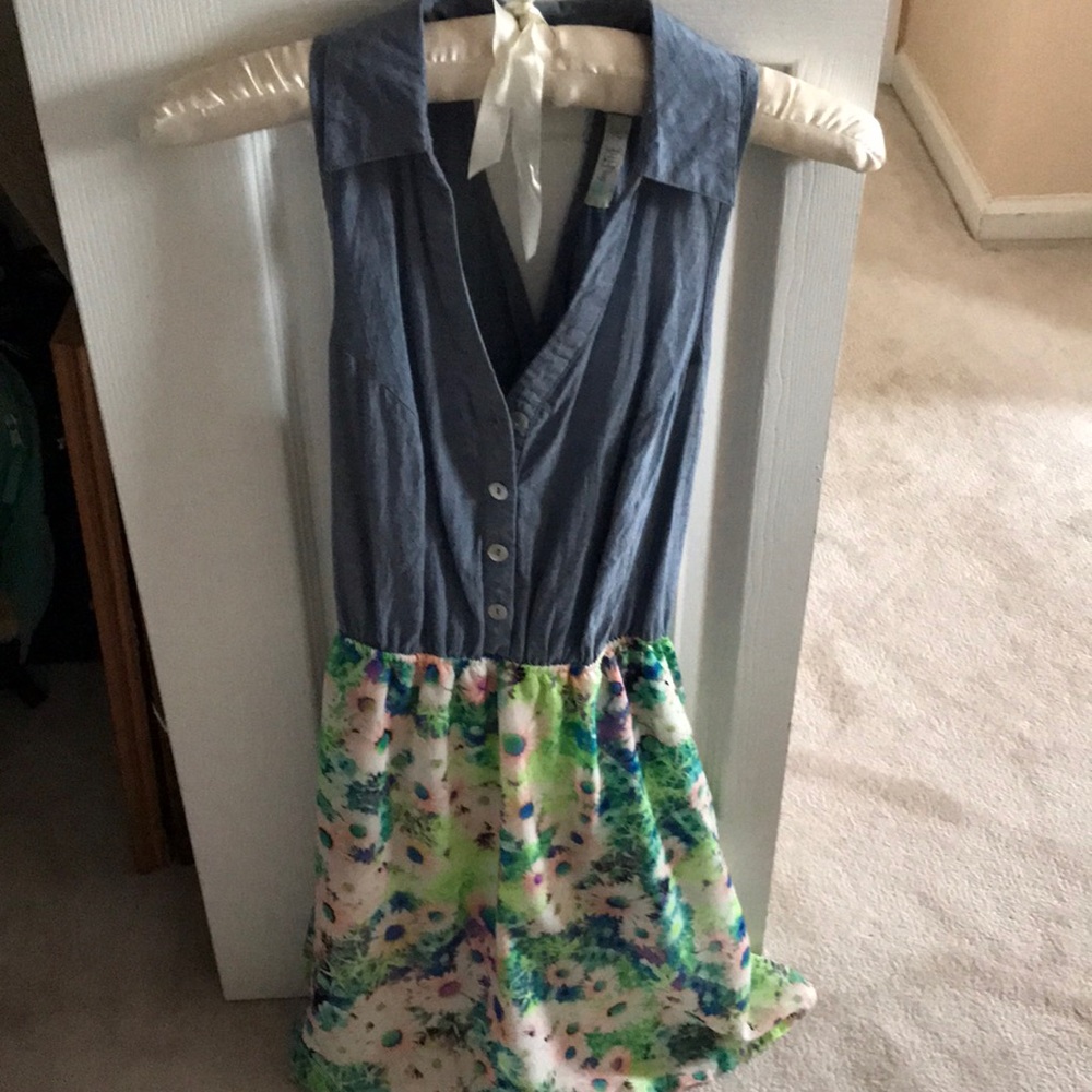 Floral button up collared dress